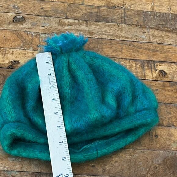 Vintage Donegal Design Knit Hat Mohair and Wool Blend Blue and Green Striped - Picture 8 of 9